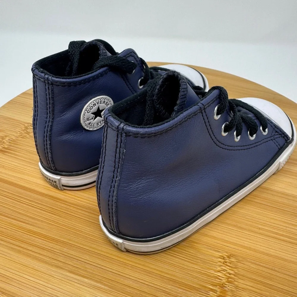 Converse High Top Kids 10 Navy Blue Leather Chuck Taylor A04428C Toddler Sneaker